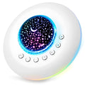 White baby night light with 20 soothing sounds, timer, and ambient light, 150 mm diameter