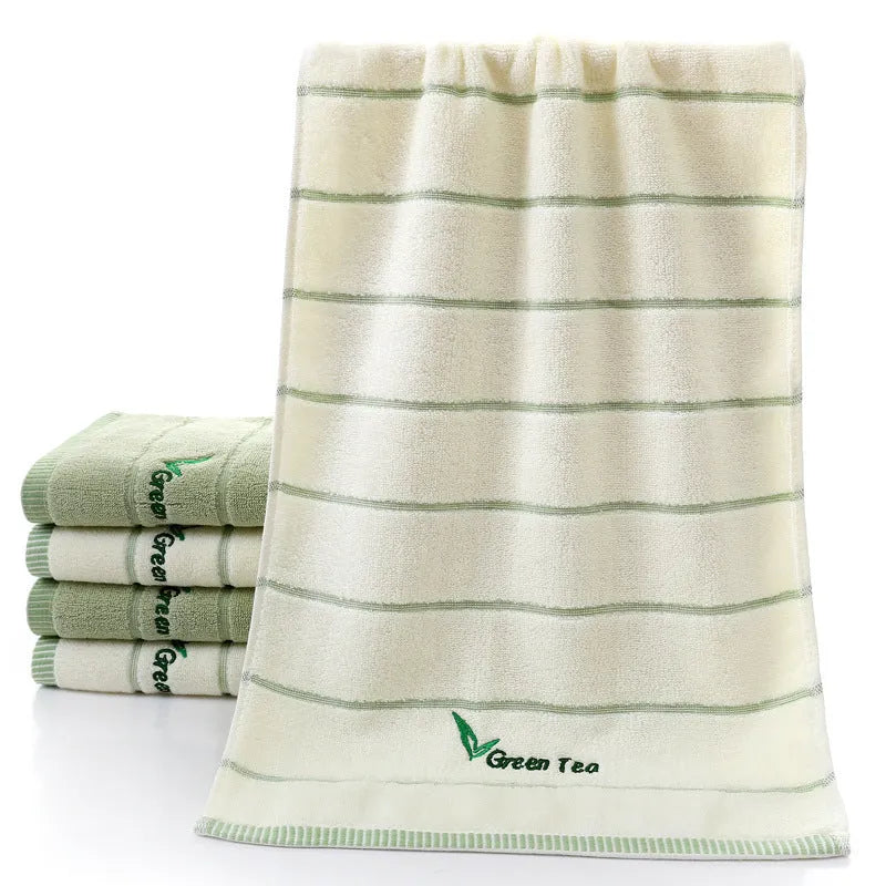 Pure cotton embroidered face washing towel 34x74 cm in green