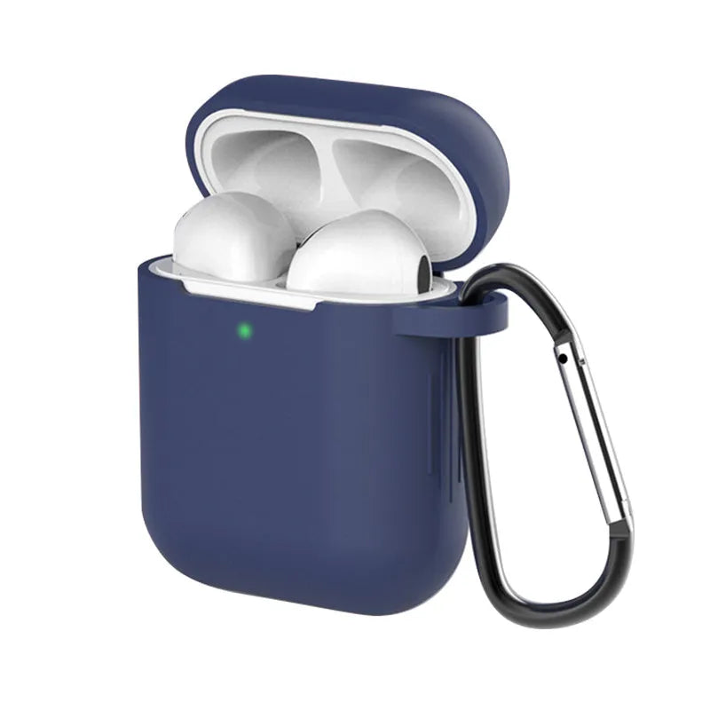 Silicone clamshell protective case for Apple AirPods 1 and 2 in various colours