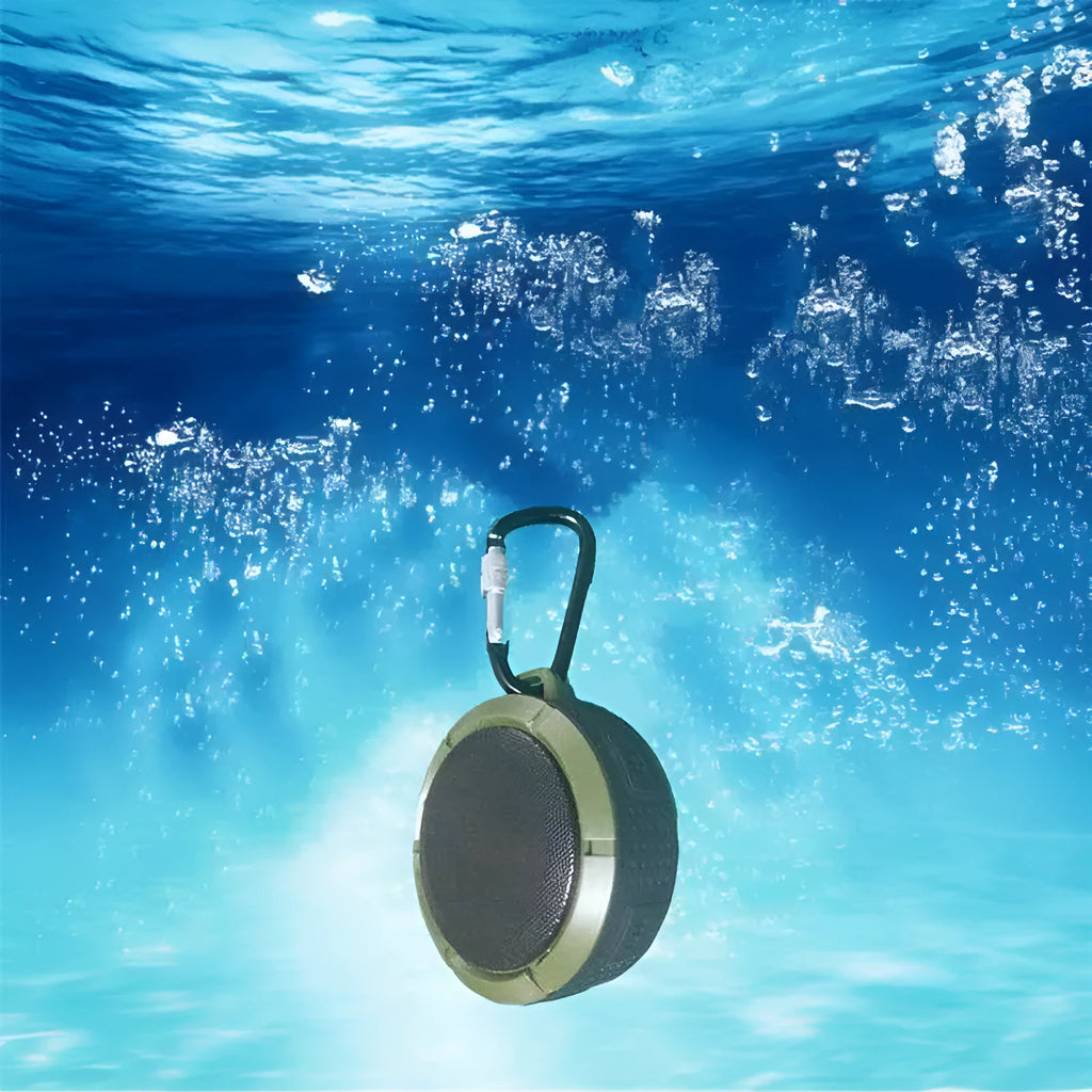 Bluetooth audio waterproof card portable sports speaker in black, 84x50mm, USB rechargeable