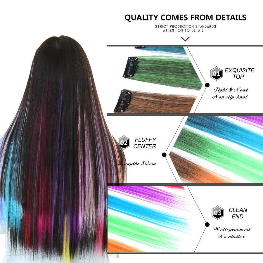 18 inch synthetic wig hair extension with natural wave, shown in multiple colour style options