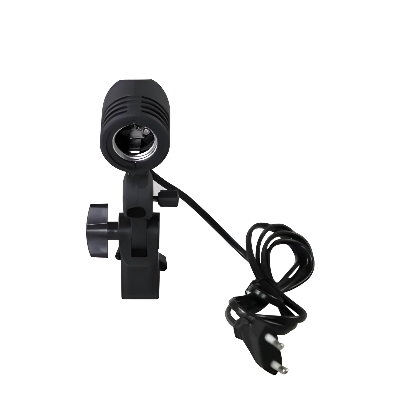 Black photographic single lamp holder with E27 port and rear switch