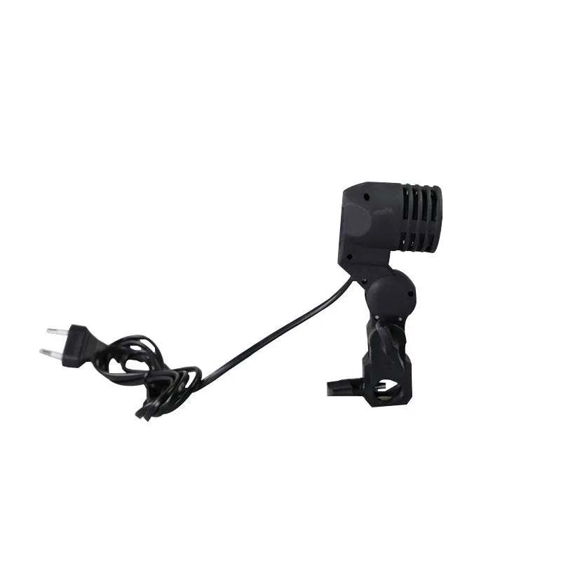 Black photographic single lamp holder with E27 port and rear switch