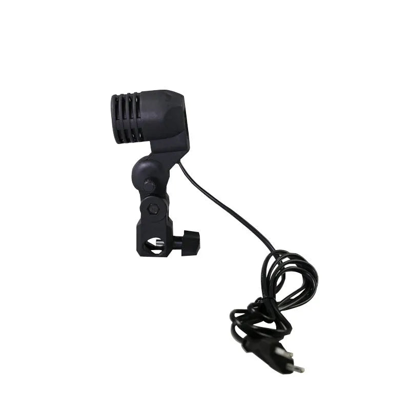 Black photographic single lamp holder with E27 port and rear switch
