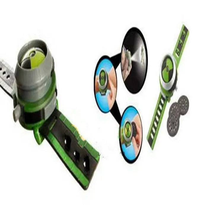 Ben 10 Omnitrix style kids projector watch made of PVC on a child's wrist