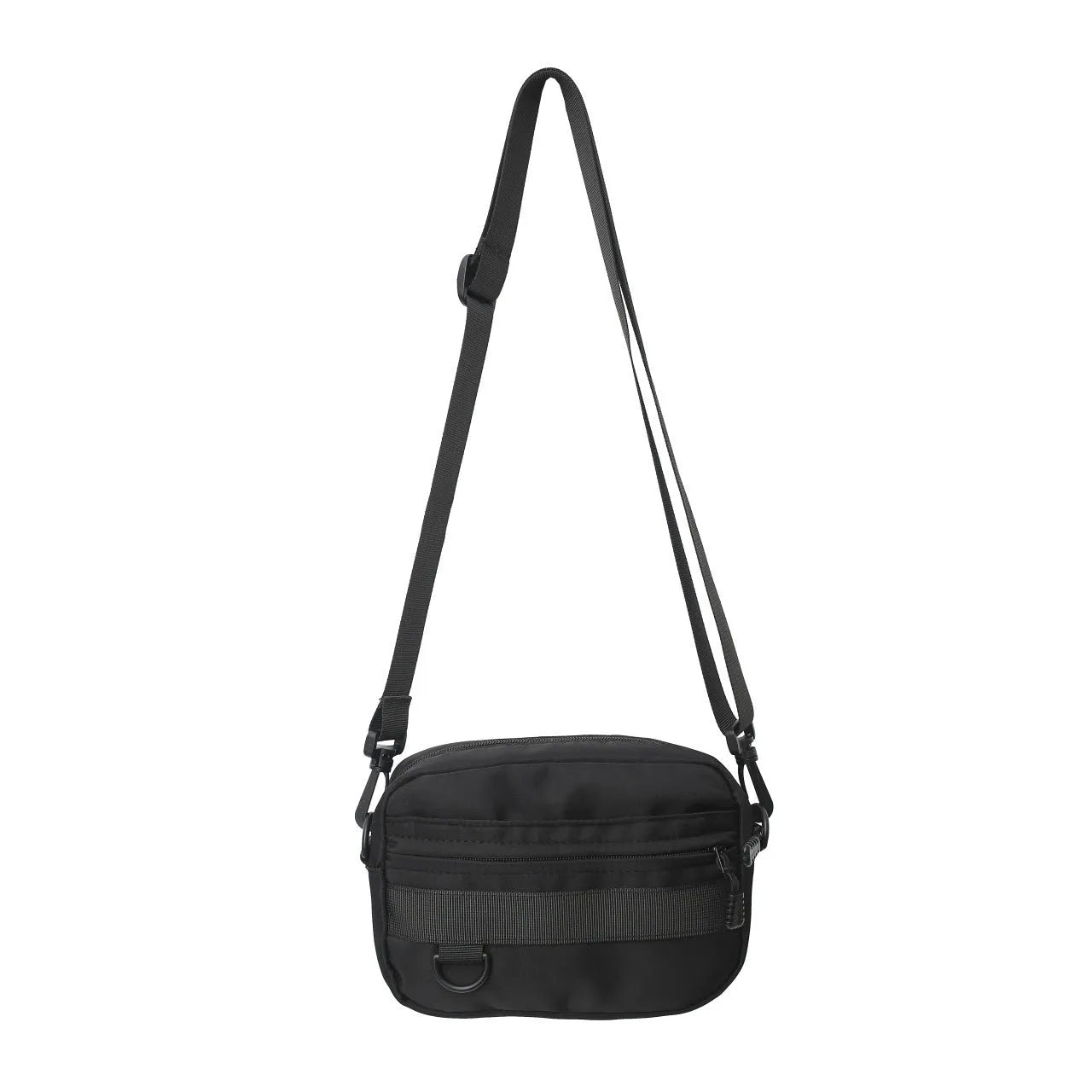 Men's nylon crossbody messenger bag in solid colour with visible sewing thread detail