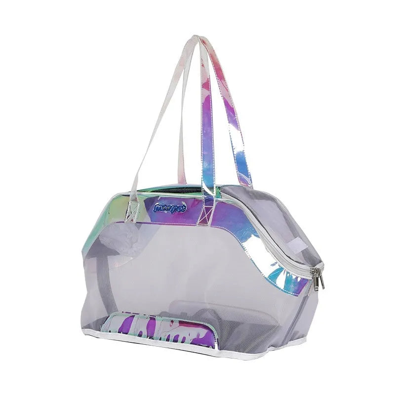 Leather cat outing carry bag in solid colour with 25 litre capacity