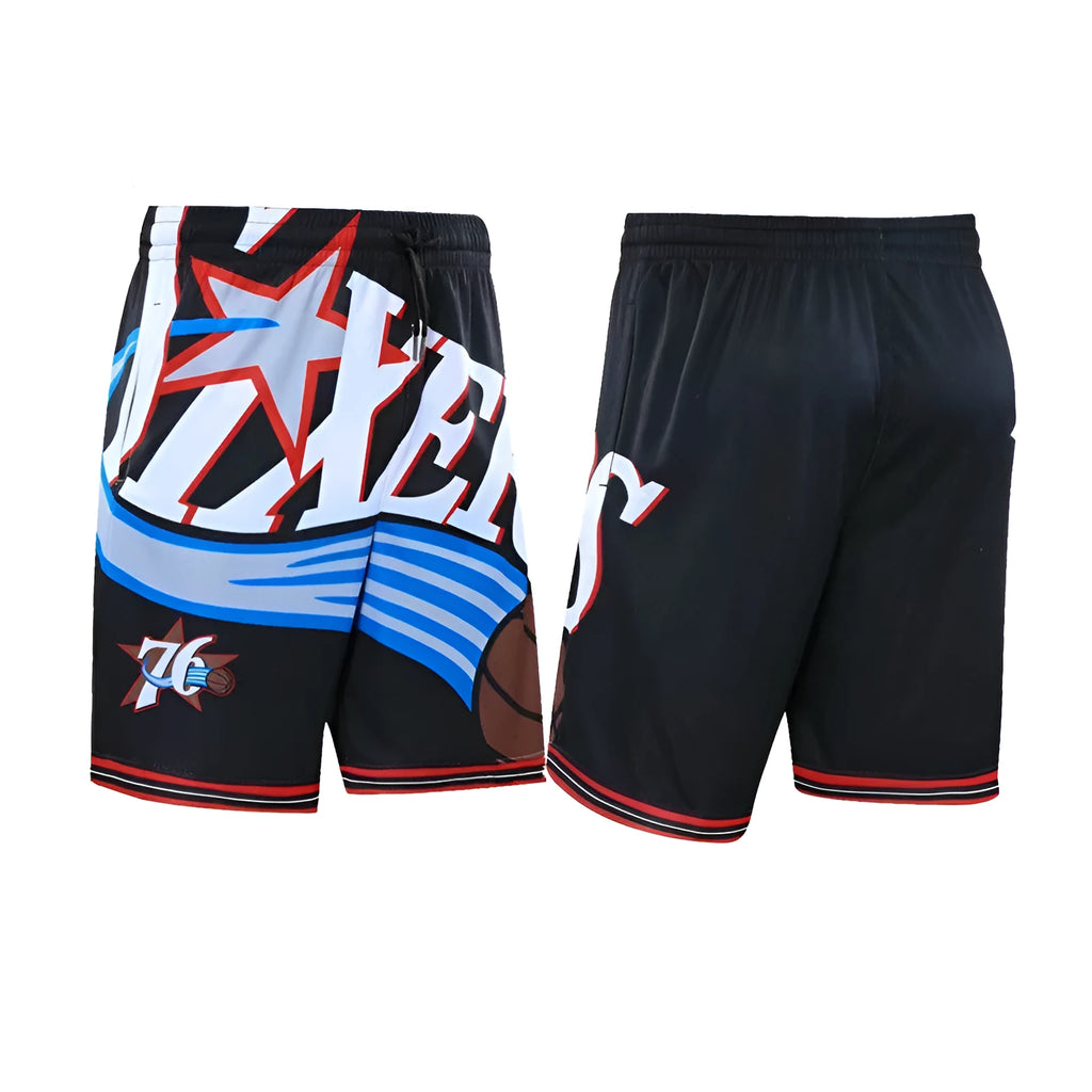 Men's black bamboo fibre basketball shorts with polyester lining, loose breathable sports shorts, sizes S to 5XL
