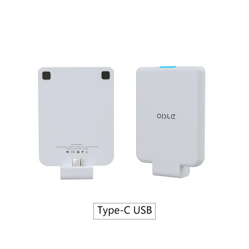 Slim 4500mAh back clip power bank in black, white, blue, pink, or red for iPhone Android Type-C charging