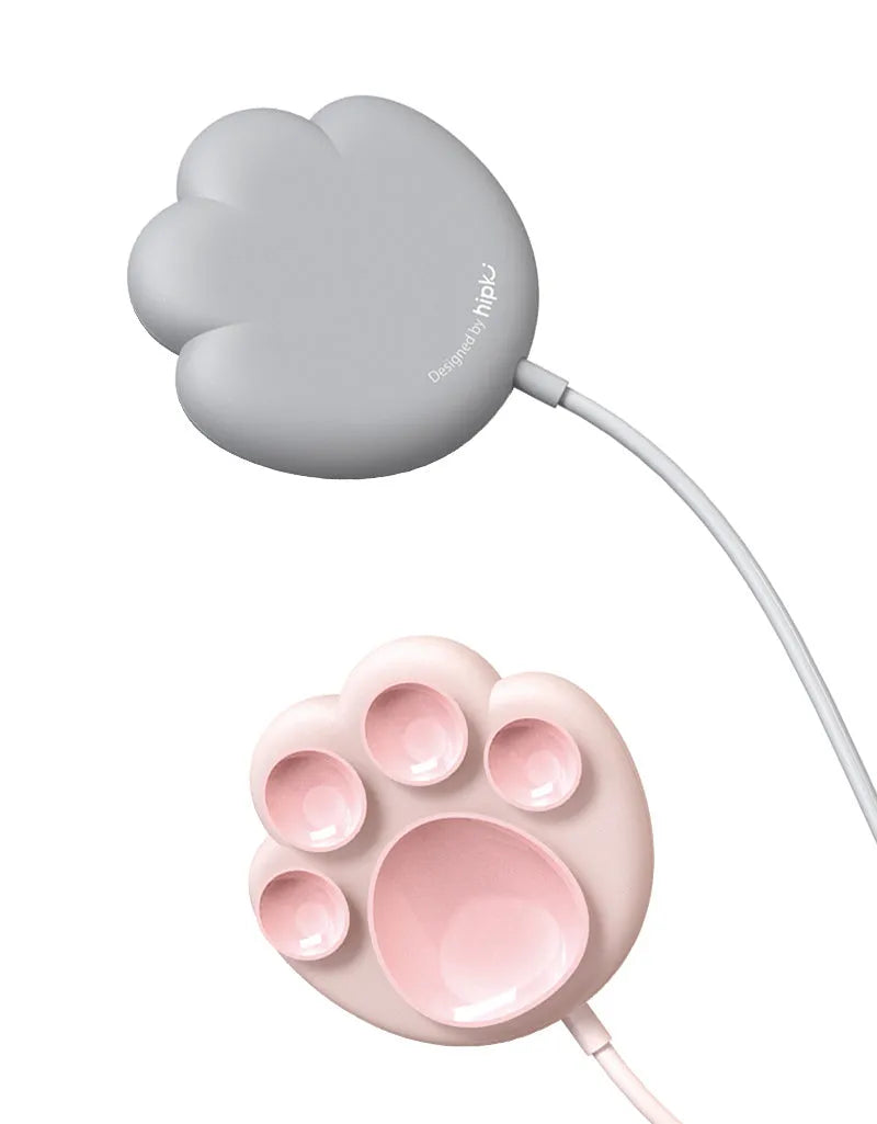 Pink cat claw sucker wireless charger with 10W output, compact pad on desk