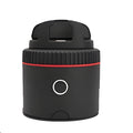 Black matte PIVO facial tracking camera mounted with a smartphone, showing 360-degree rotation base.