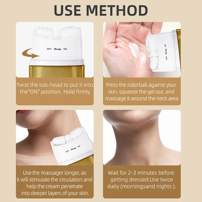 Medium sample size neck moisturising cream for dry skin types in cosmetic packaging