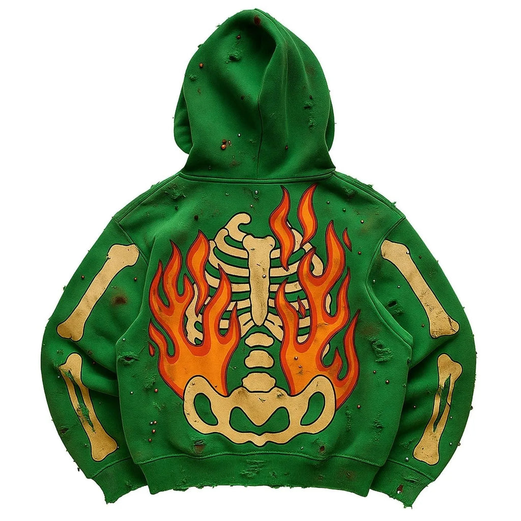 Fashion casual printed polyester sweater in green, long sleeve pullover, all-over print, sizes XS to 3XL