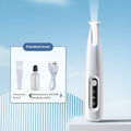 White plastic electric pet shaver with F6 cutter head and USB cable for dog and cat grooming