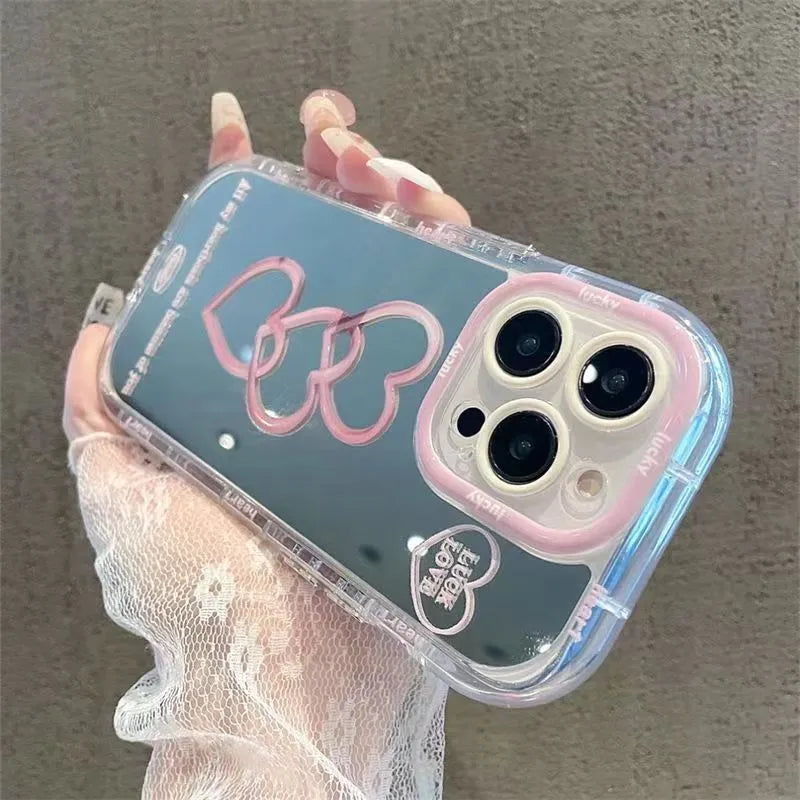 Cream shell transparent mirror phone case compatible with Apple iPhone models 11 to 15 Pro Max, drop-resistant TPU all-inclusive design