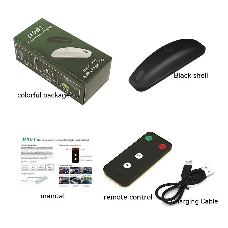 Universal car remote pilot strobe light in black or white ABS casing for rain and fog safety