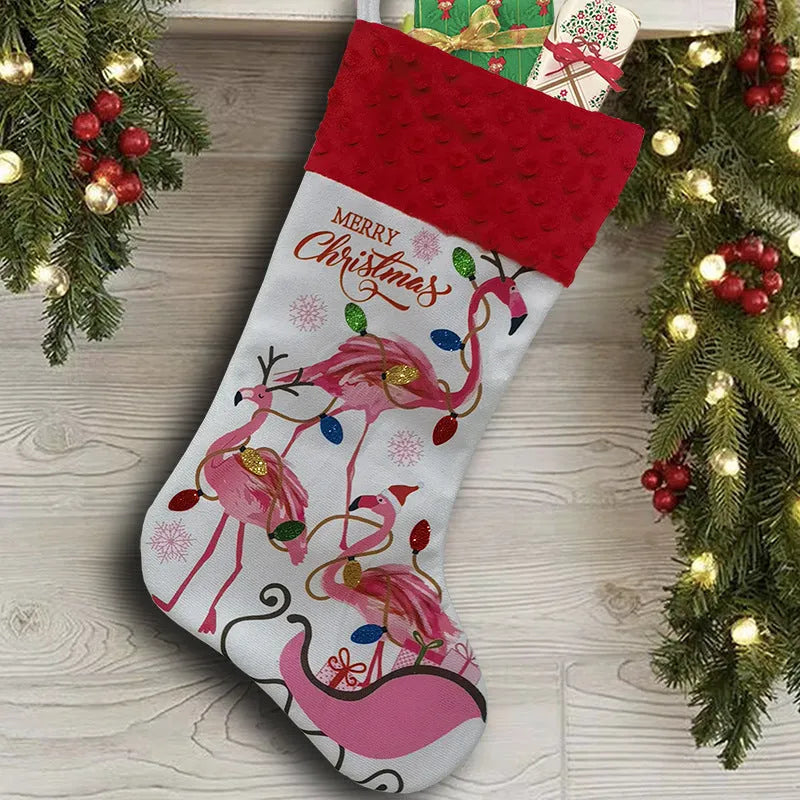 Cloth Christmas stocking measuring 46x28 cm in American holiday style