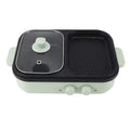 White or green electric hot pot with frying oven function, 1300W power, 390mm length