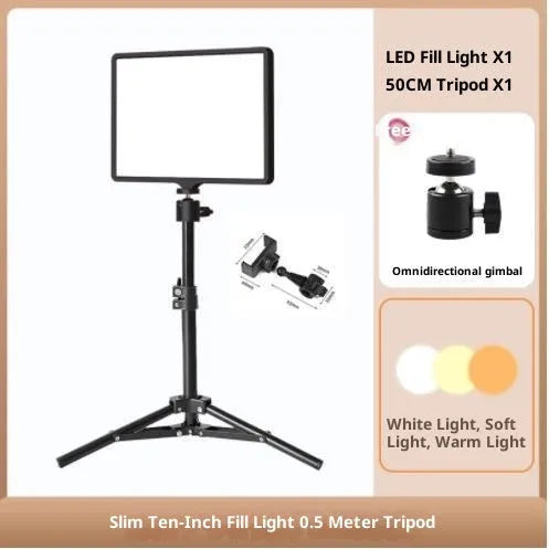 Black 10-inch USB eye-care fill light with 24W power and stand on desk