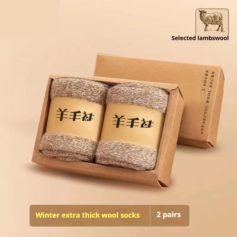 Winter wool socks with thick merino midsole in cold-resistant cashmere blend colours