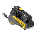 Black portable digital tyre inflator with display and light, shown with its power cord and hose.