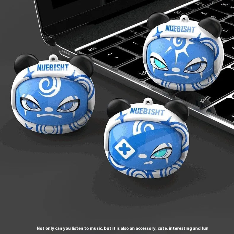 Rotating face changing in-ear Bluetooth headset with Jerry chip, PC ABS material, and four face panel options including Yellow Bear and Blue Monster