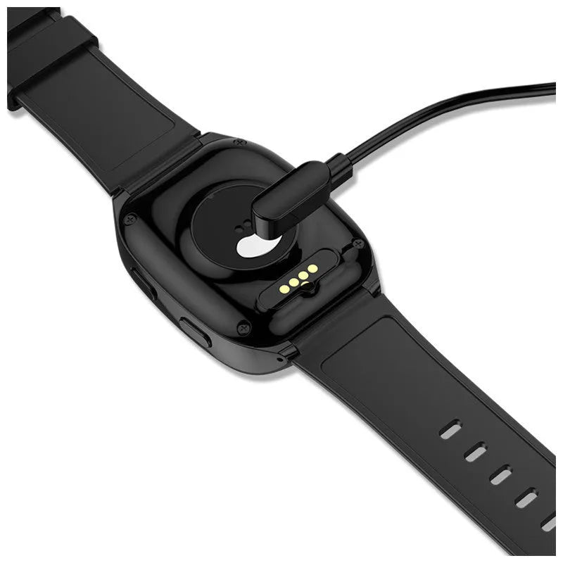 Black GPS tracker smartwatch with 1.54-inch touch screen showing health monitoring display