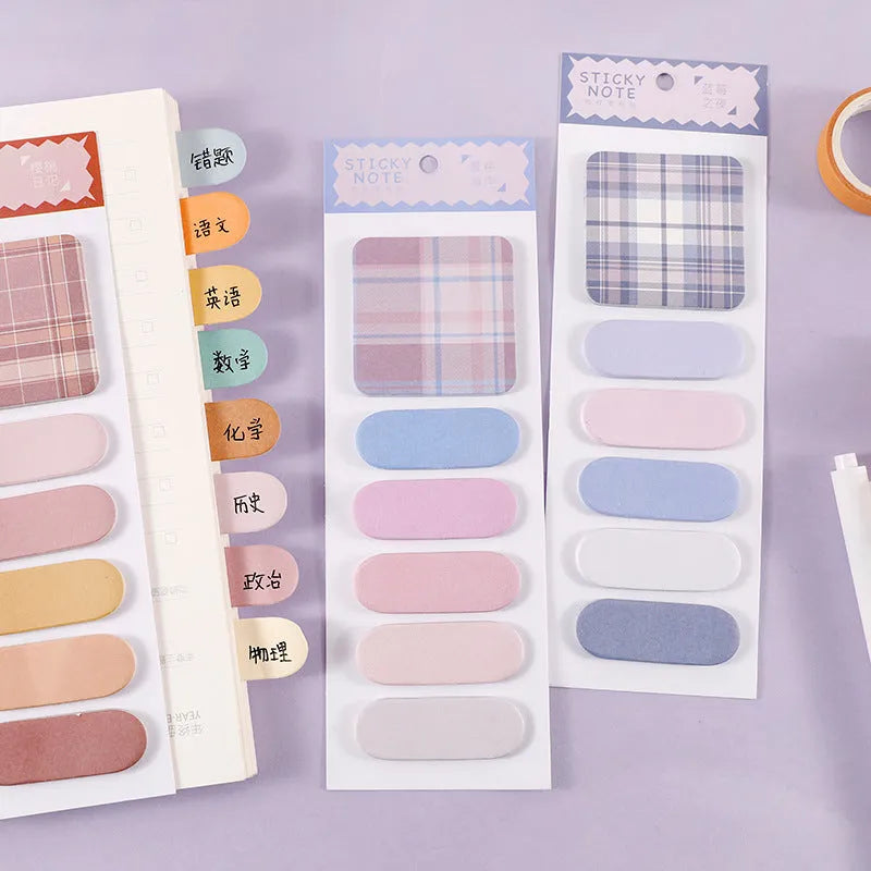 Colourful memo pad with sticky notes in eight colour variations including Spring Garden and Blueberry Night designs
