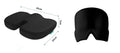 Black and pink elastic cloth gel ice mask for headache relief, shown on its side.