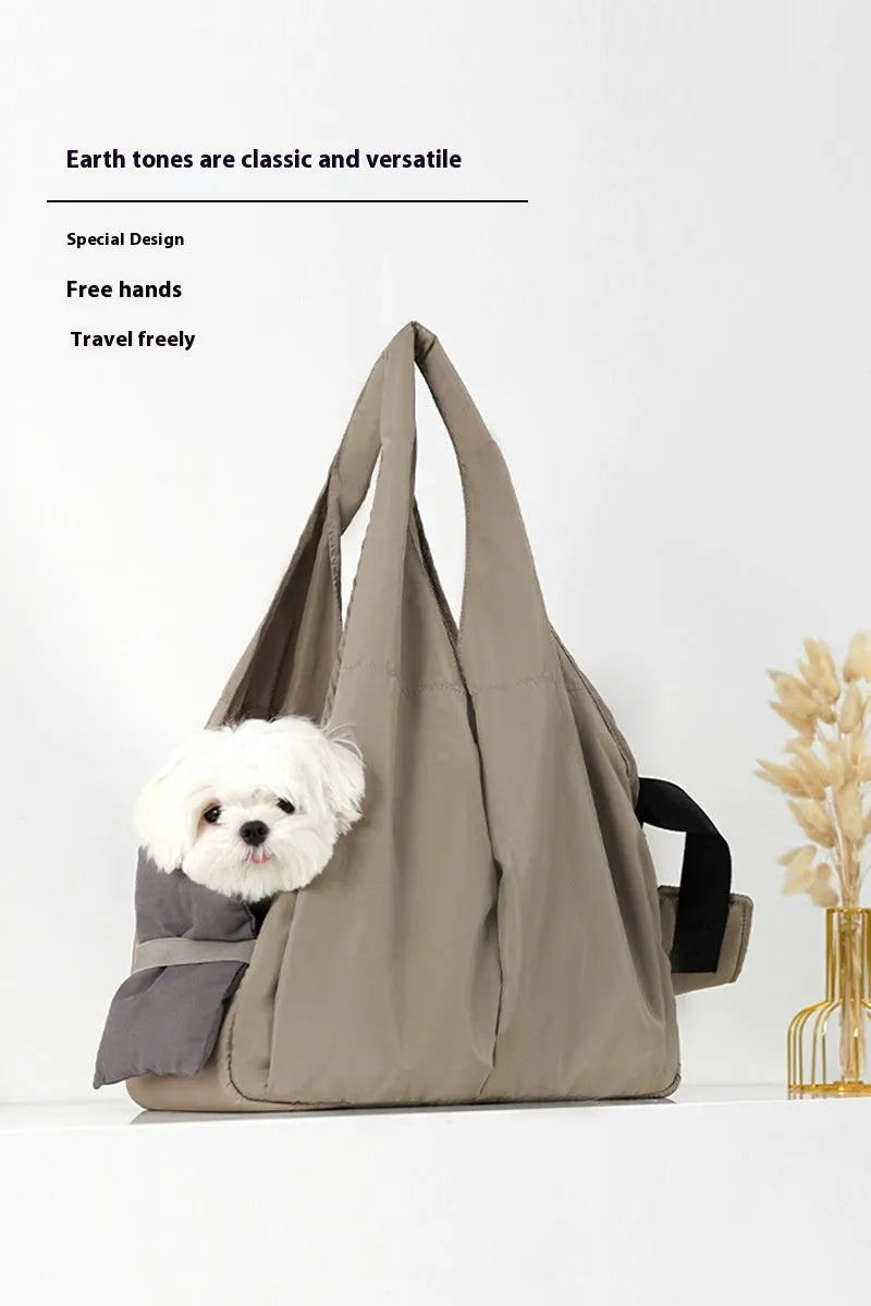 Apricot cloth pet handbag for dogs, medium size 41x16x28cm