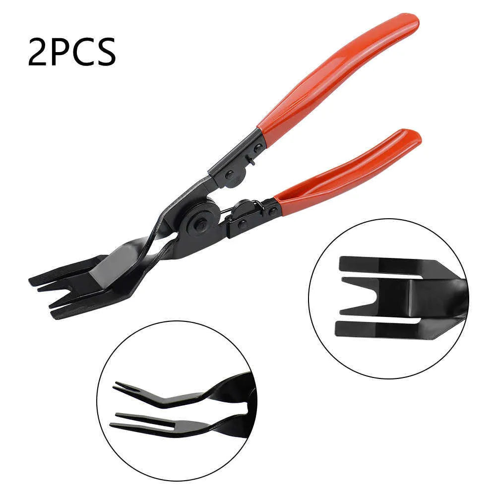 Red handle steel automotive clip driver tool with light switch pliers for General Motors door panels
