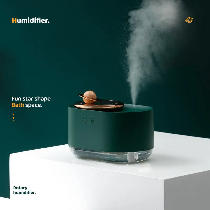 Rotating planet design USB portable humidifier with night light function