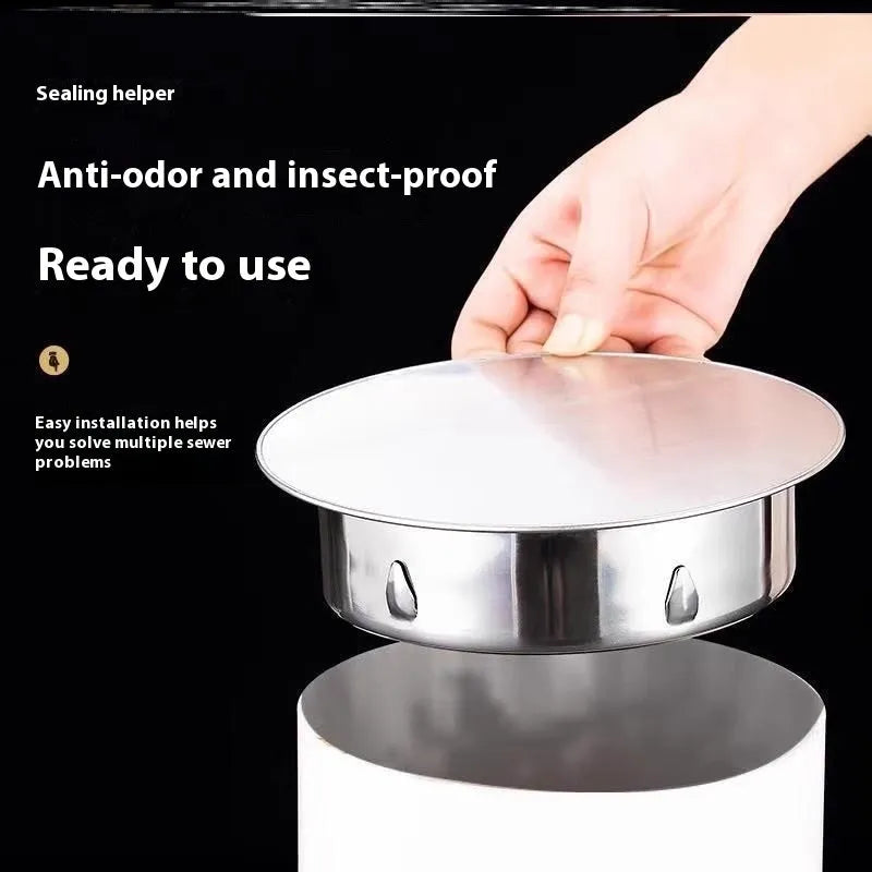 Stainless steel deodorant floor drain seal cover with inlay design