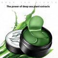 Pack of 60 seaweed collagen essence eye mask tablets on a sheet with ink horn adhesive.