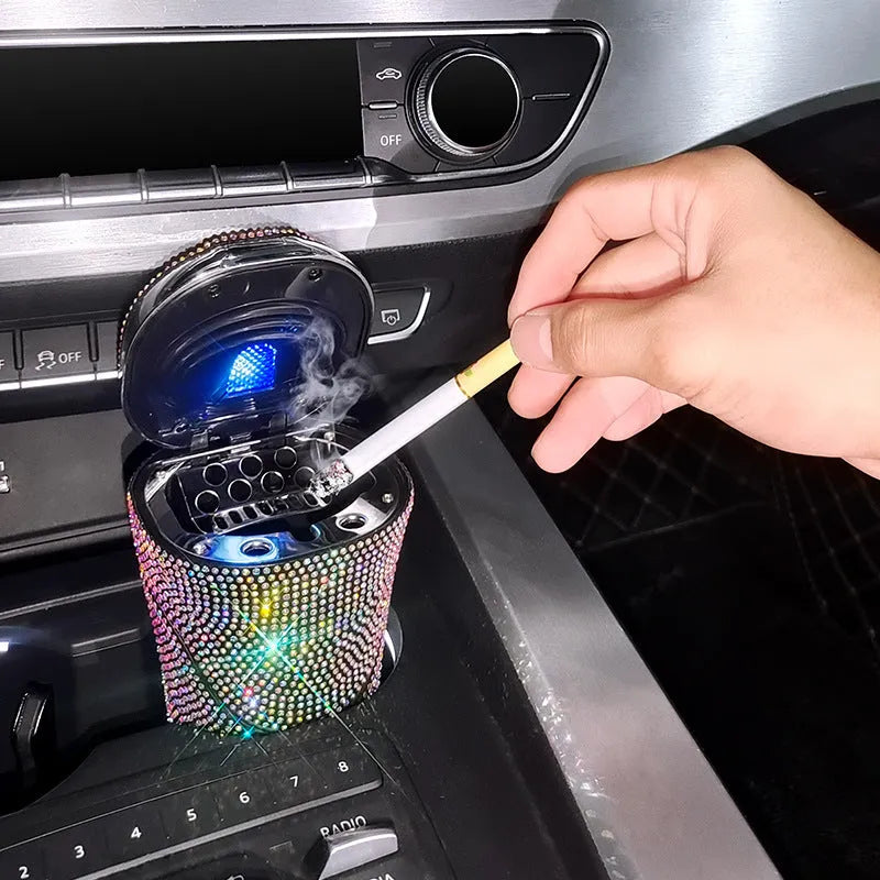 Creative diamond-shaped plastic car ashtray in multi-colour option, 13x8.5x8.5cm size for vehicle interior