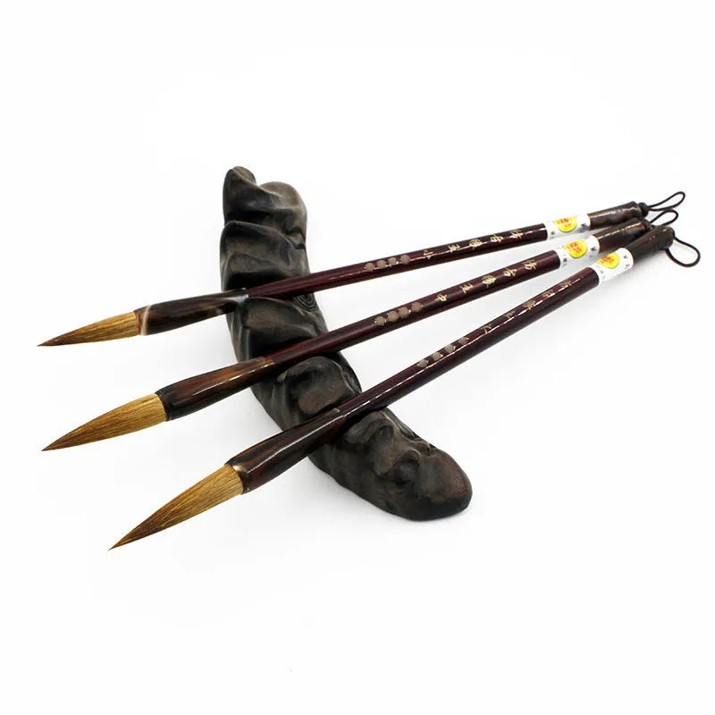 Wolf Hao traditional Chinese writing brush set with steel handle for painting and calligraphy.