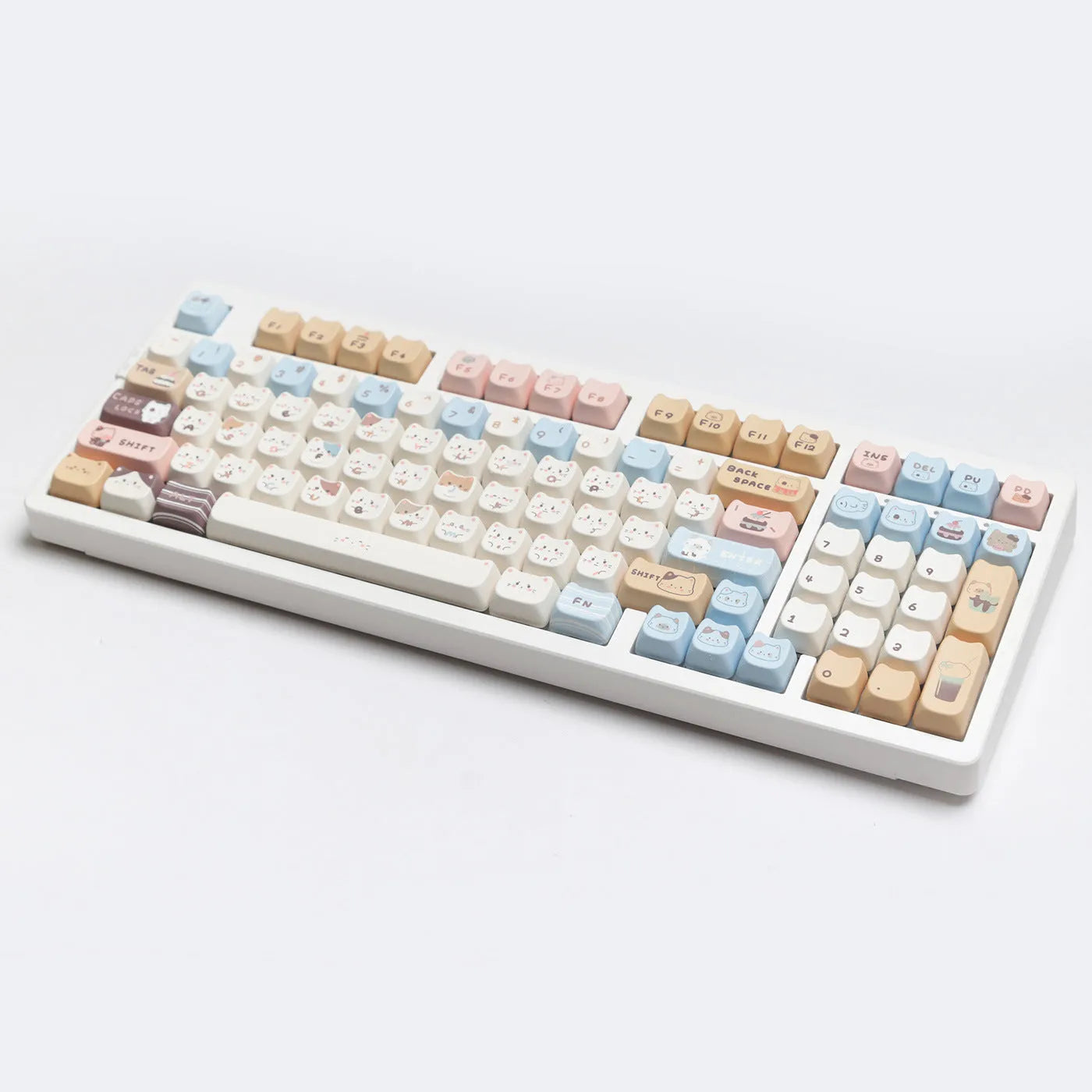 High Sea Salt Cat pastel PBT keycaps with 26 sizes including 7u spacebar supplement