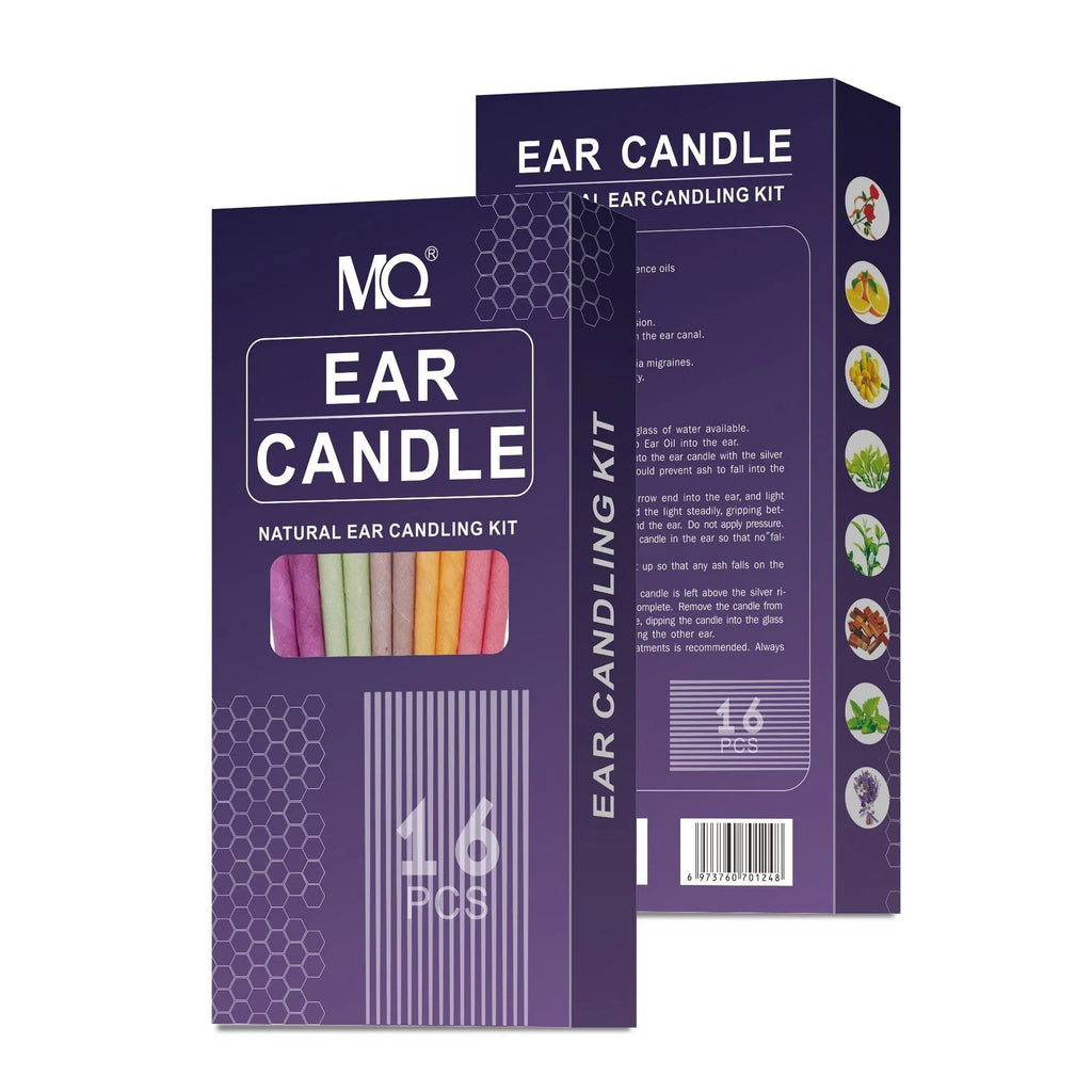 16-piece ear candle health massage kit with protection boards and cotton swabs in assorted colours.