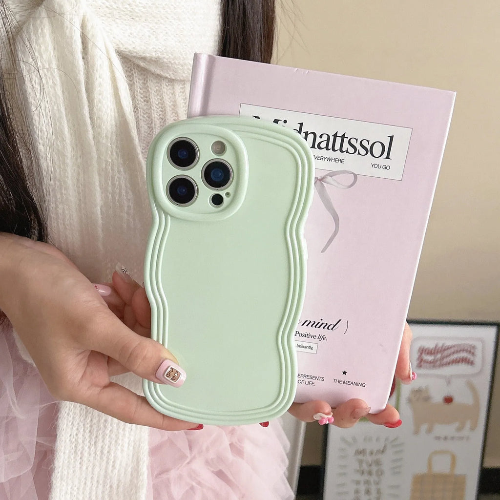 Cream candy colour wave pattern TPU phone case for iPhone models with anti-fall protection