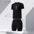 Men's two-piece swimsuit set with matching top and trousers in plus sizes