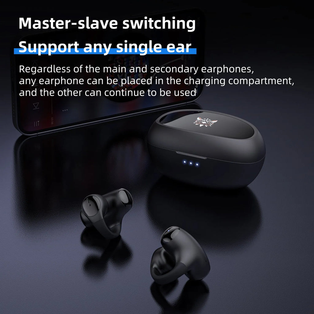 T306 black and white Bluetooth wireless clip-on sports gaming headset with ear hook design