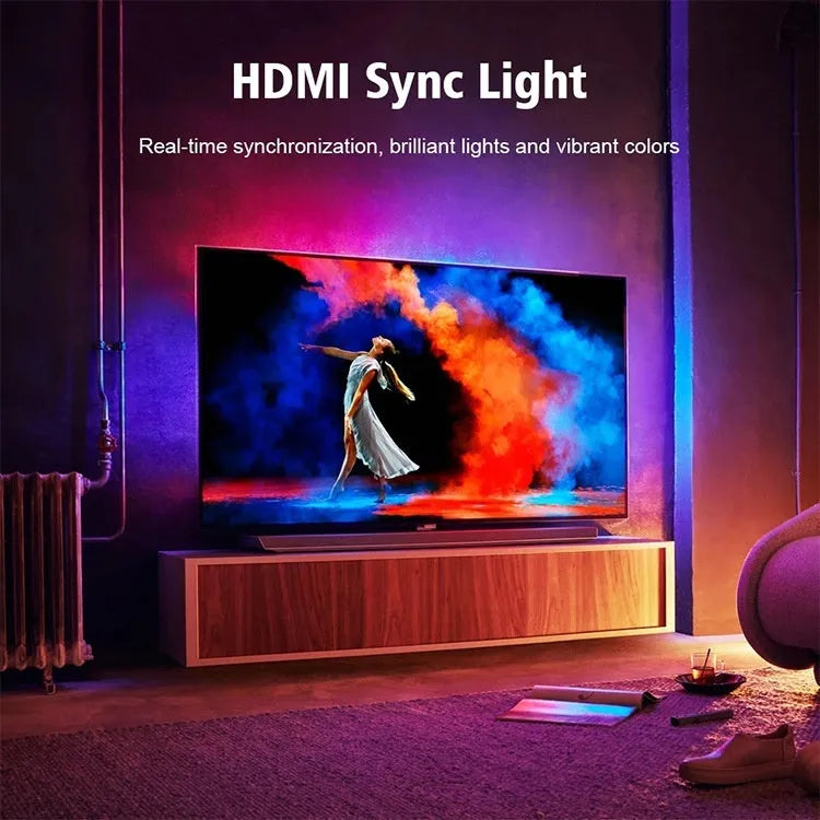 Smart TV ambience light strip with app control for sync colour background lighting