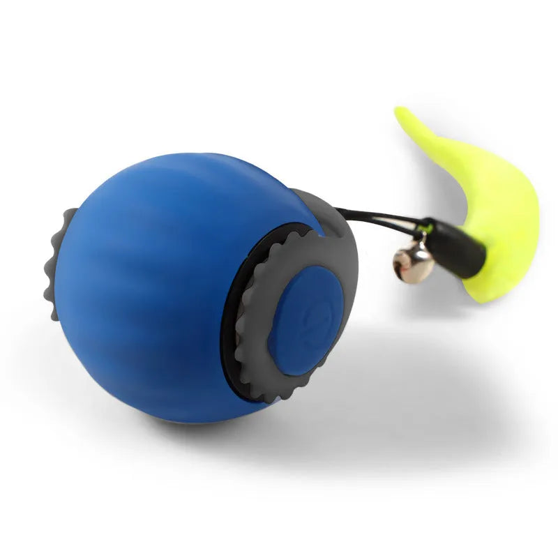 Automatic cat toy ball with gravity sensor and silicone tail attachment