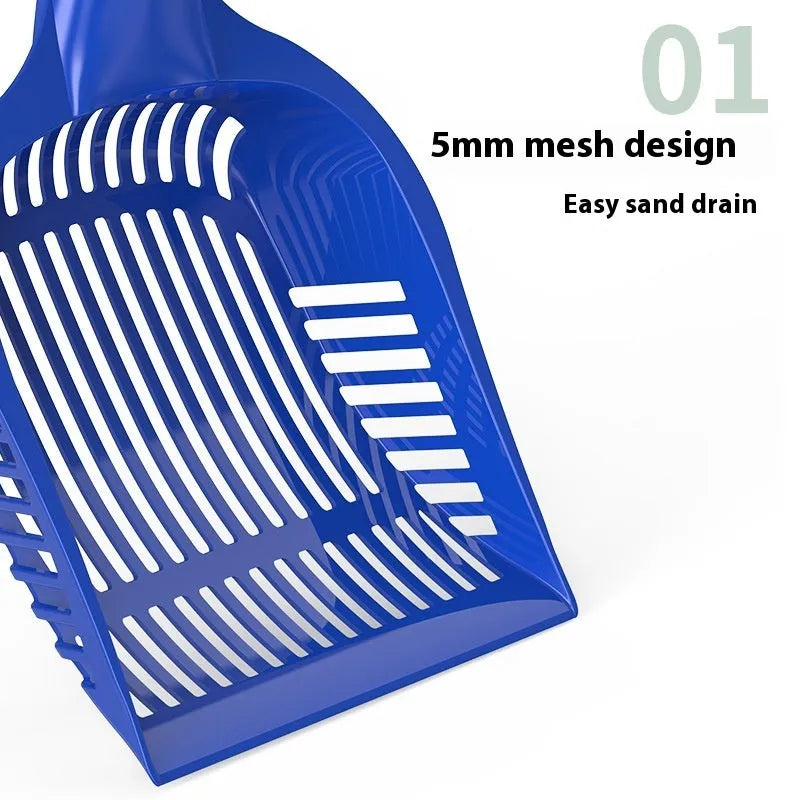 Plastic cat litter scoop in red, yellow, or blue colours with medium or small size options