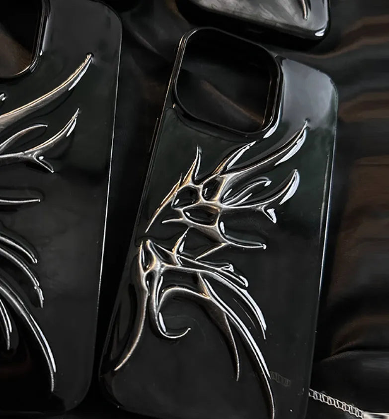 iPhone protective case featuring a raised three-dimensional wings design in a blurred wings colour.