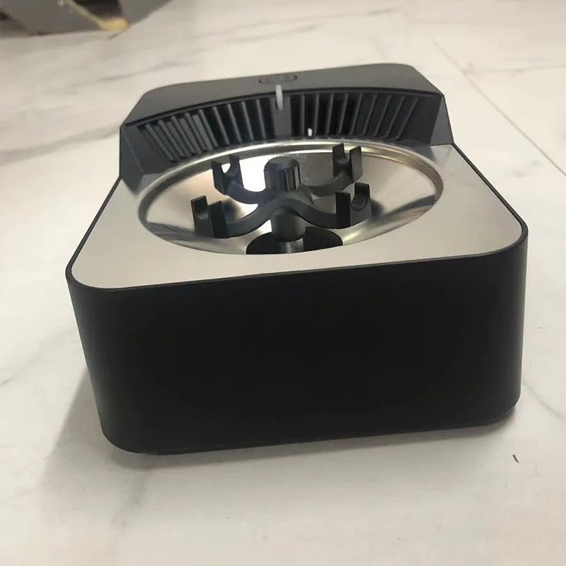 Black plastic desktop ashtray purifier with negative ions and 3-speed control