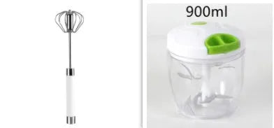 Semi-automatic stainless steel egg beater whisk with hand pressure rotating mechanism in silvery colour