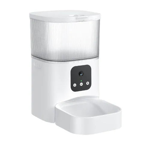 Pet remote control intelligent feeding machine showing 3L capacity ABS unit with stainless steel bowl