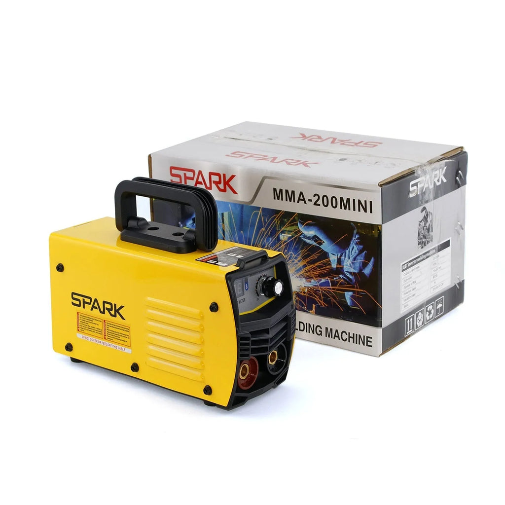MMA-200MIN 220V DC welding machine with welding tongs, grounding clamps, face shield and brush hangers
