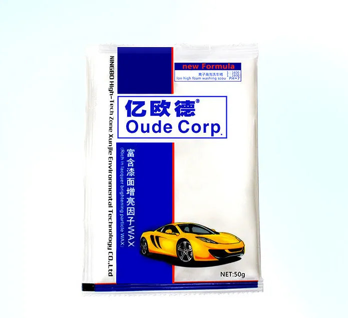 Concentrated foam car wash powder in 50g sachet with wax additive for car cleaning